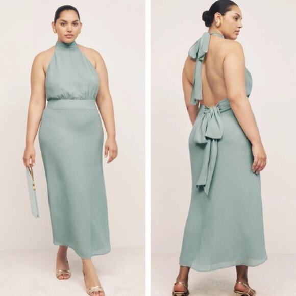 Reformation Celadon Lizbeth Halter Neck Dress Size 2 - Picture 7 of 7